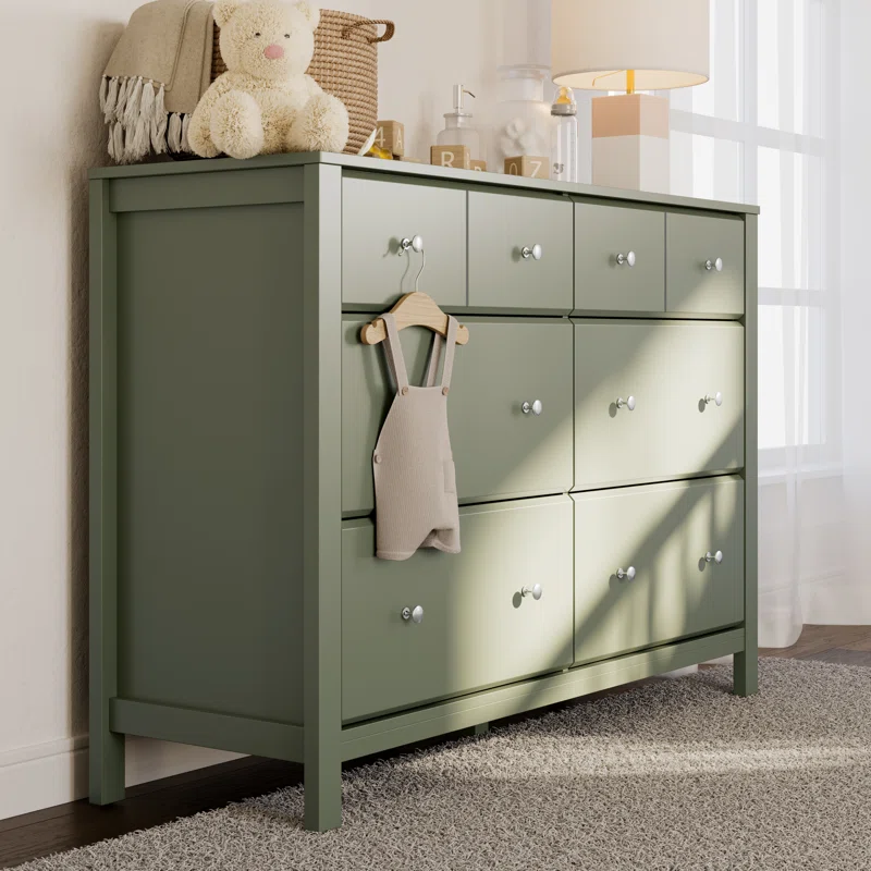 Horizon 6 Drawer Double Dresser Olive