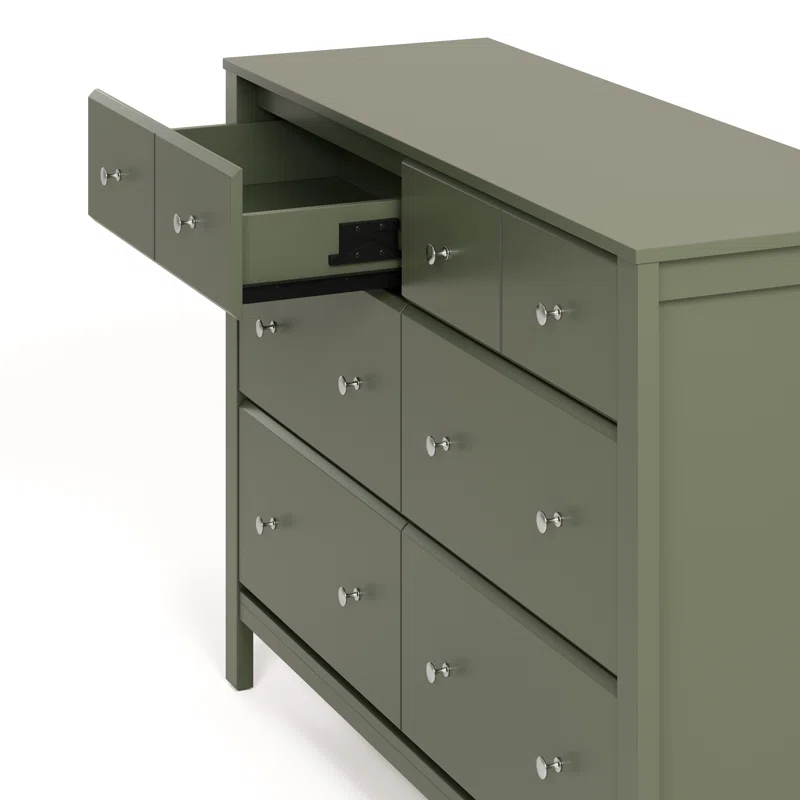 Horizon 6 Drawer Double Dresser Olive