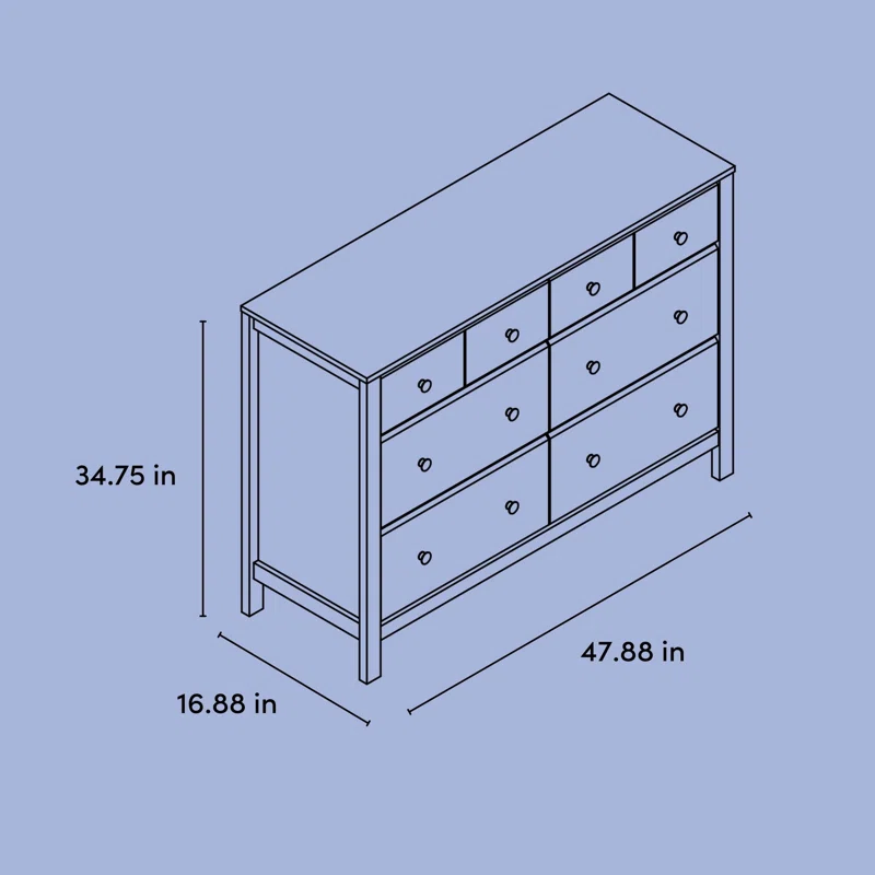 Horizon 6 Drawer Double Dresser Olive