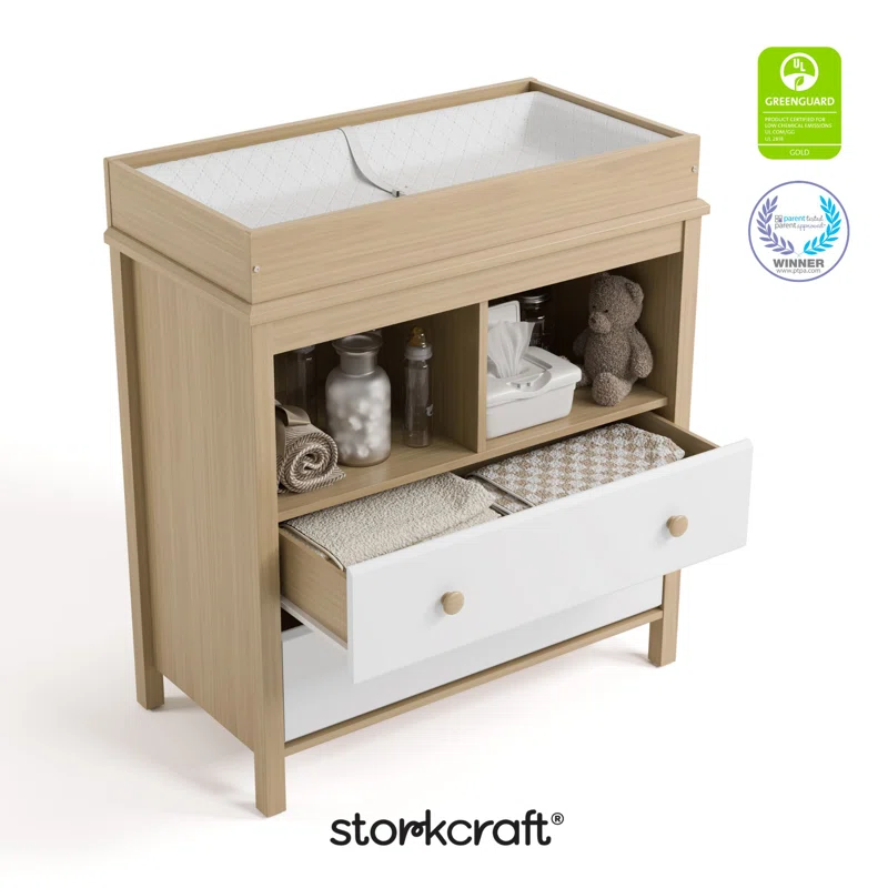 Alpine Changing Table Dresser Driftwood/White