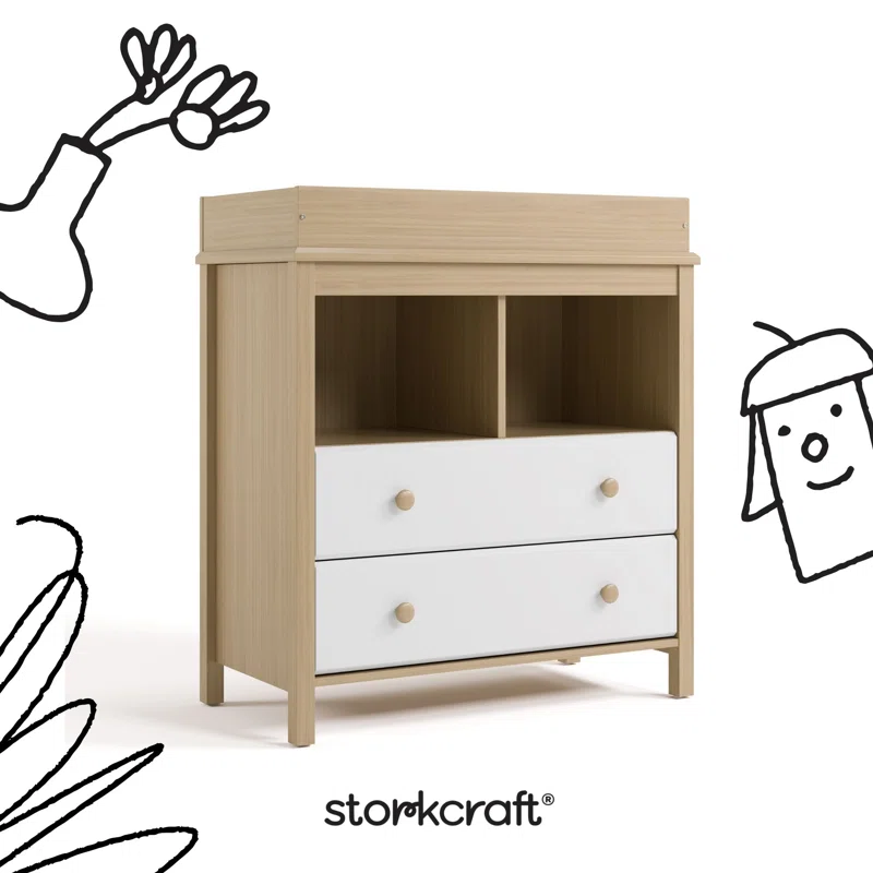 Alpine Changing Table Dresser Driftwood/White