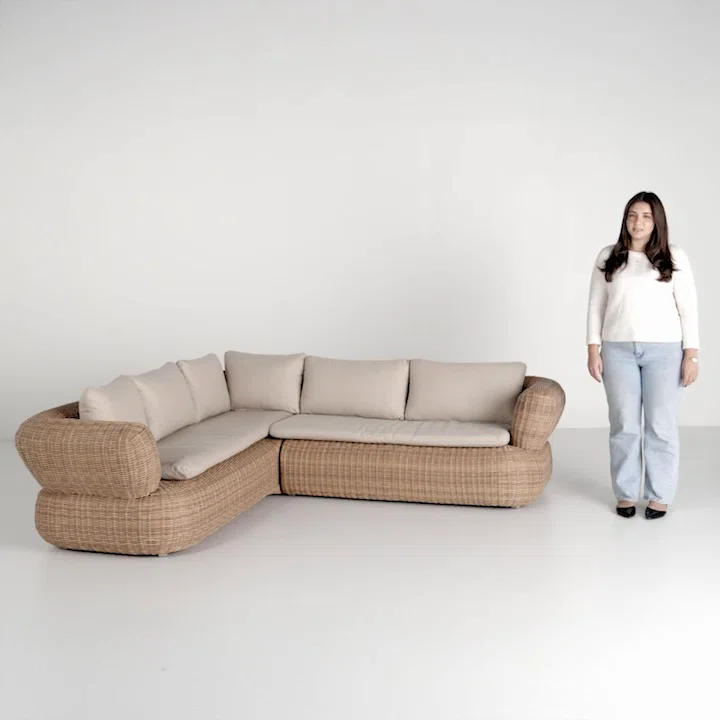 Croix 90'' Wide L-Shaped Wicker Patio Sectional with Cushions