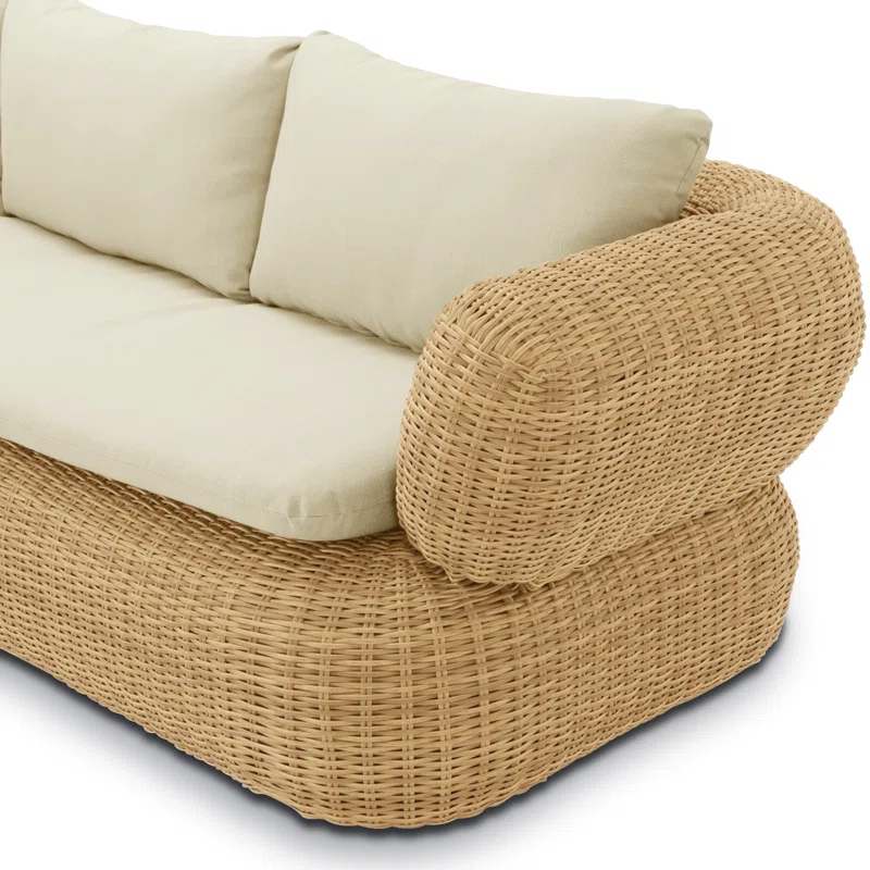 Croix 90'' Wide L-Shaped Wicker Patio Sectional with Cushions