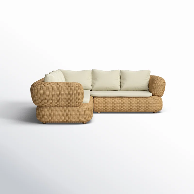 Croix 90'' Wide L-Shaped Wicker Patio Sectional with Cushions