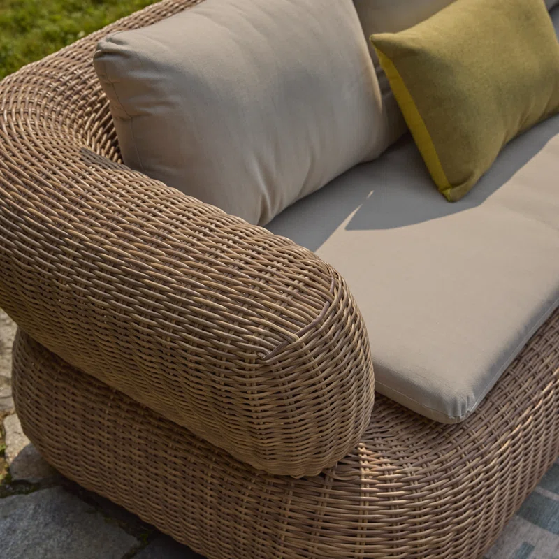 Croix 90'' Wide L-Shaped Wicker Patio Sectional with Cushions