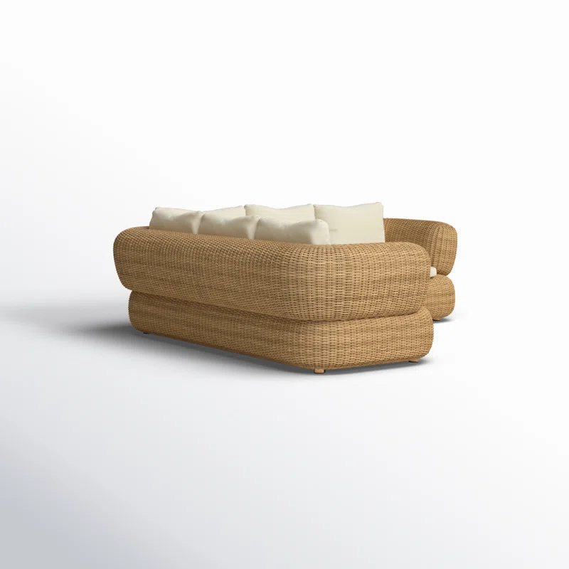 Croix 90'' Wide L-Shaped Wicker Patio Sectional with Cushions