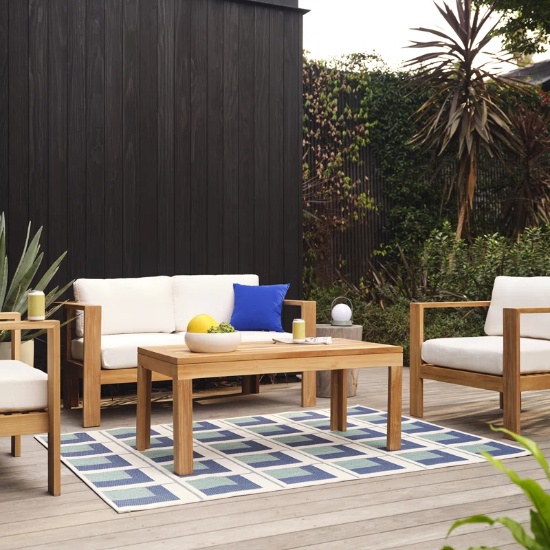 Sonoma 59'' Teak Outdoor Loveseat with Sunbrella® Cushions Canvas Natural Sunbrella® Canvas