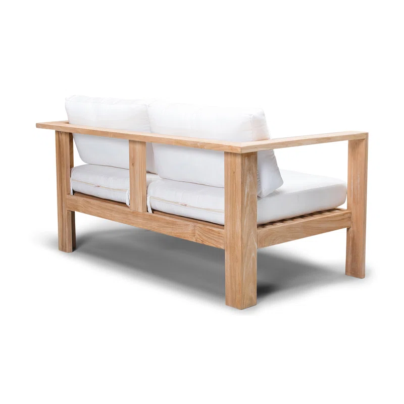 Sonoma 59'' Teak Outdoor Loveseat with Sunbrella® Cushions Canvas Natural Sunbrella® Canvas