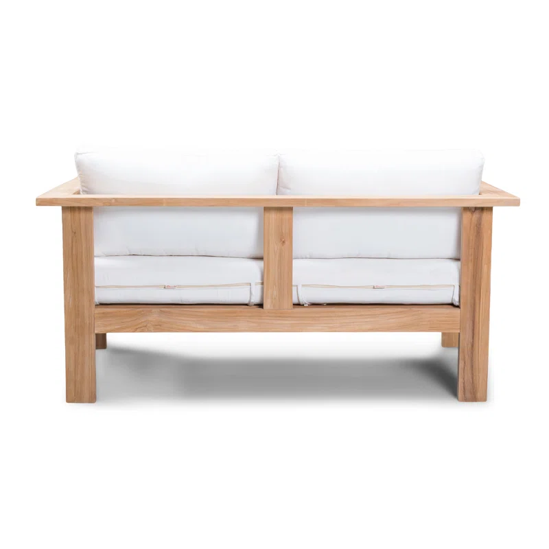 Sonoma 59'' Teak Outdoor Loveseat with Sunbrella® Cushions Canvas Natural Sunbrella® Canvas