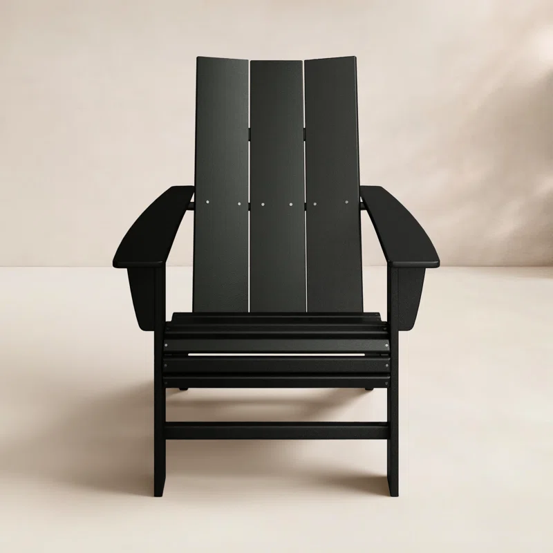 POLYWOOD Modern Curveback Adirondack Chair Black