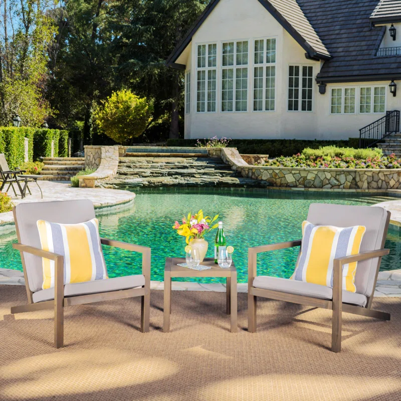 Aubrieana 3 Piece Seating Group with Cushions Brown,Gray