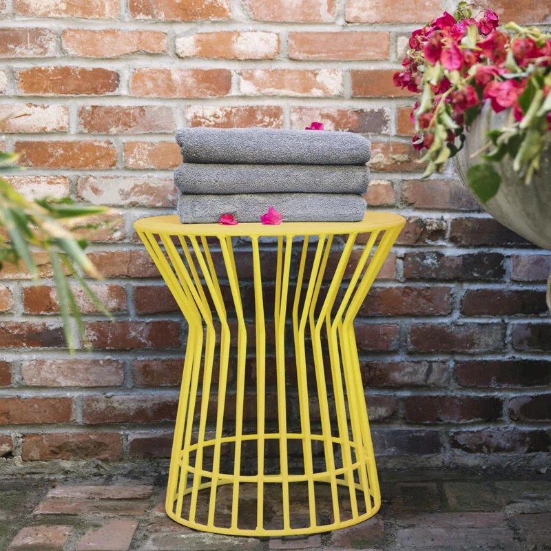 Roberta 20.08'' Metal Outdoor Side Table Yellow