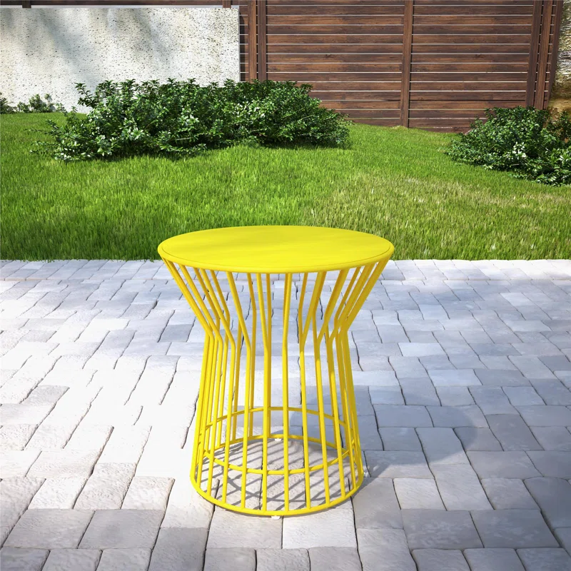Roberta 20.08'' Metal Outdoor Side Table Yellow