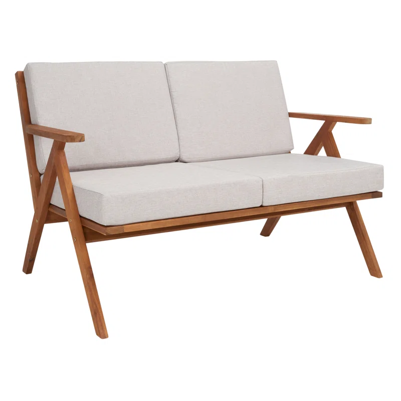 Jose Acacia 4 - Person Patio Conversation Sets with Cushions Light Gray,Natural