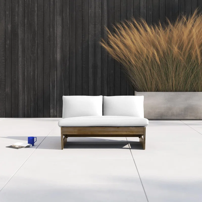 Louise 43" Wide Loveseat with Cushions Teak Frame/White Cushion 3 Louise 43" Wide Loveseat with Cushions Teak Frame/White Cushion