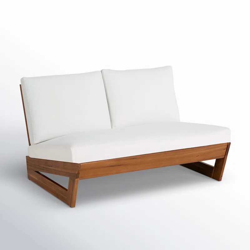 Louise 43" Wide Loveseat with Cushions Teak Frame/White Cushion 4 Louise 43" Wide Loveseat with Cushions Teak Frame/White Cushion