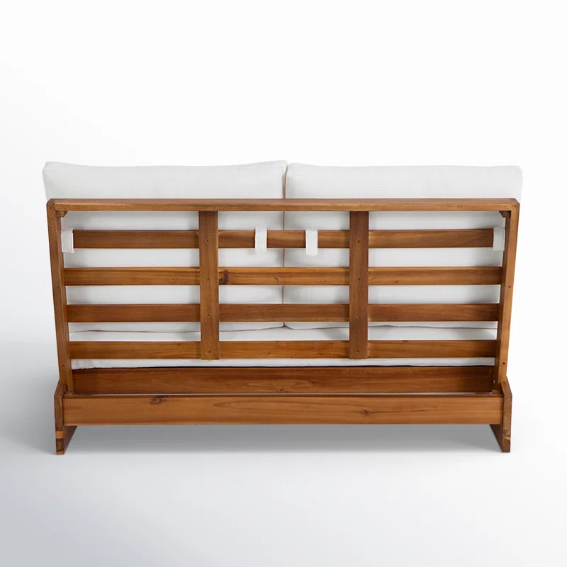 Louise 43" Wide Loveseat with Cushions Teak Frame/White Cushion 6 Louise 43" Wide Loveseat with Cushions Teak Frame/White Cushion