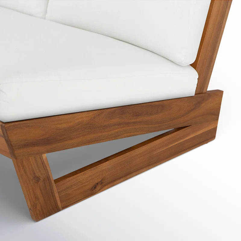 Louise 43" Wide Loveseat with Cushions Teak Frame/White Cushion 7 Louise 43" Wide Loveseat with Cushions Teak Frame/White Cushion