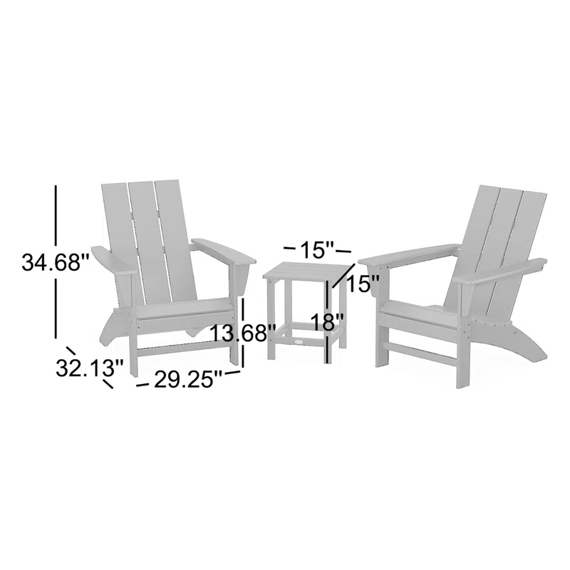 Modern Adirondack 3 Piece Seating Group Black