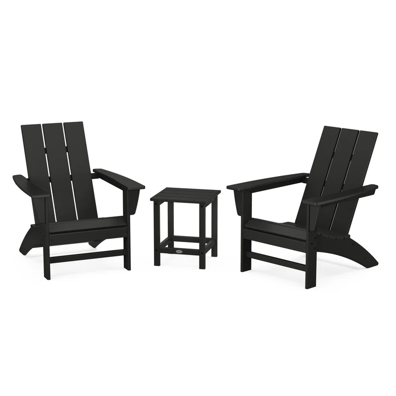 Modern Adirondack 3 Piece Seating Group Black