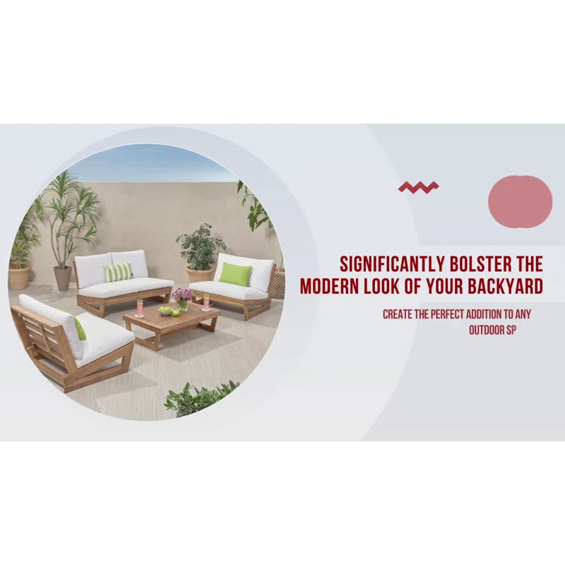 Louise Patio Chair with Cushions (Set of 2) Teak Frame/White Cushion