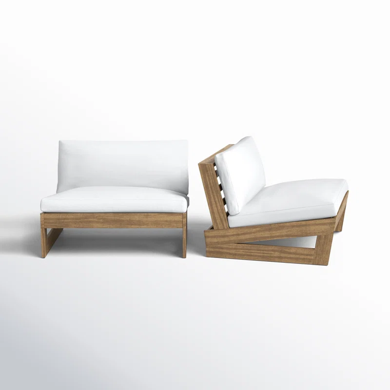 Louise Patio Chair with Cushions (Set of 2) Teak Frame/White Cushion