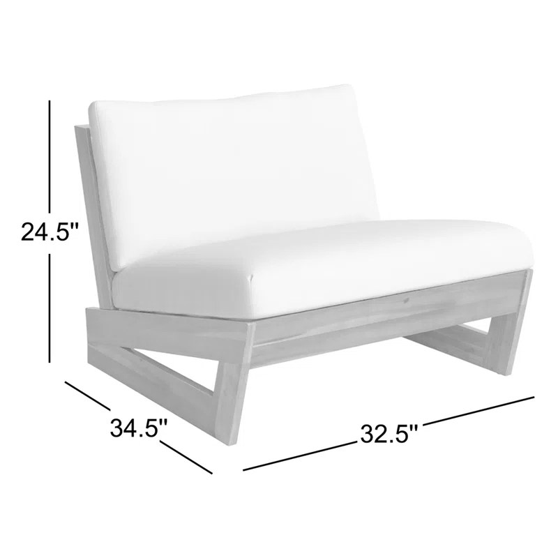 Louise Patio Chair with Cushions (Set of 2) Teak Frame/White Cushion