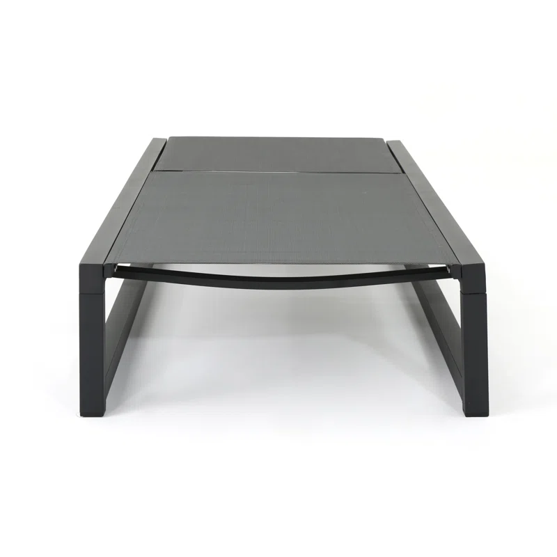 Clian 26.5'' Outdoor Aluminum Chaise Lounge Set (Set of 2) Dark Gray/Black