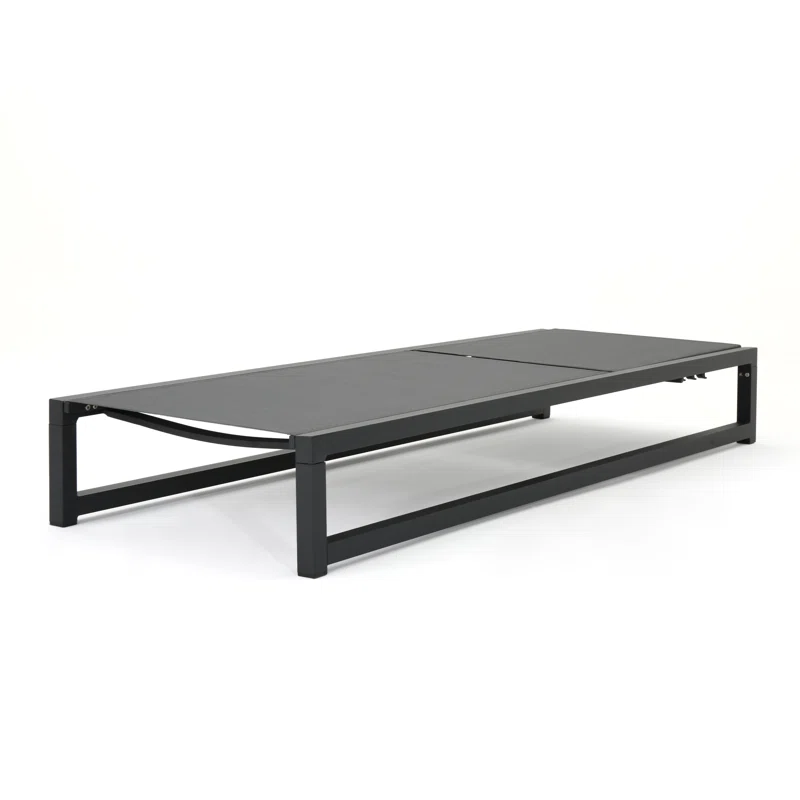 Clian 26.5'' Outdoor Aluminum Chaise Lounge Set (Set of 2) Dark Gray/Black