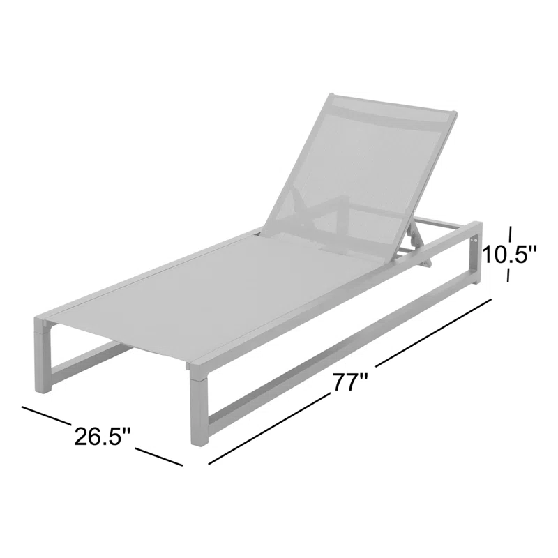 Clian 26.5'' Outdoor Aluminum Chaise Lounge Set (Set of 2) Dark Gray/Black