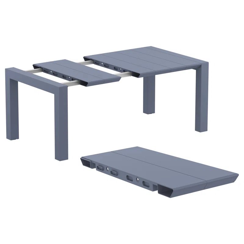 Farrah 39'' Extendable Plastic / Acrylic Outdoor Dining Table Dark Gray