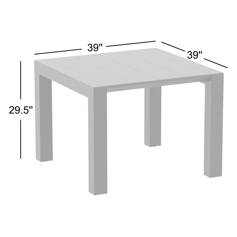 Farrah 39'' Extendable Plastic / Acrylic Outdoor Dining Table Dark Gray