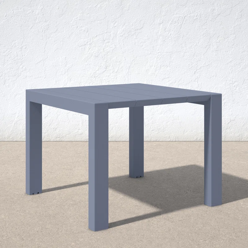 Farrah 39'' Extendable Plastic / Acrylic Outdoor Dining Table Dark Gray