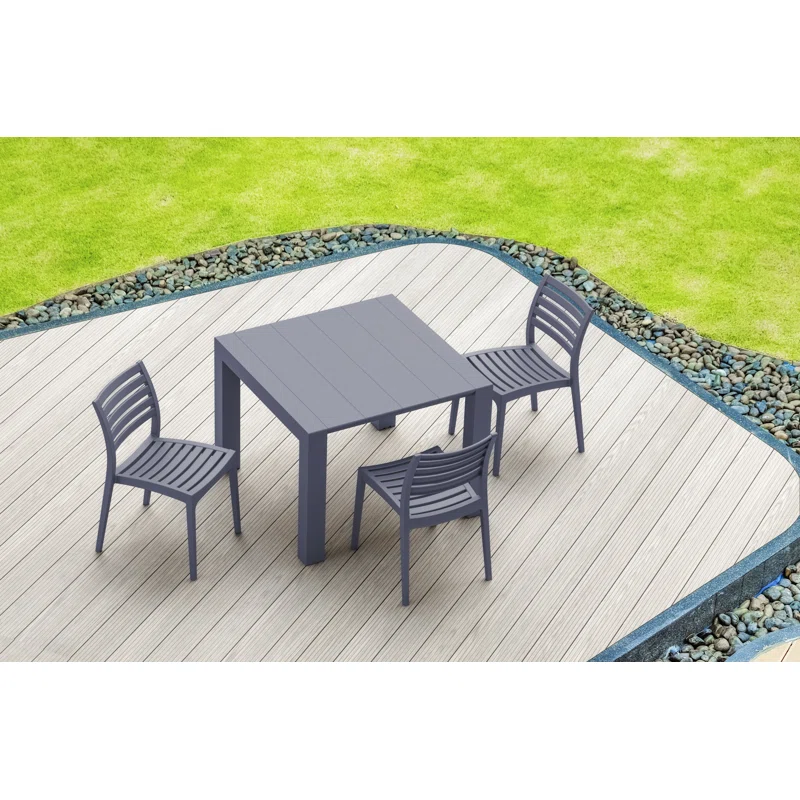 Farrah 39'' Extendable Plastic / Acrylic Outdoor Dining Table Dark Gray