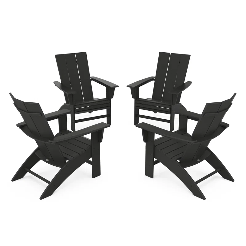 POLYWOOD Modern Plastic Adirondack Chair (Set of 4) Black