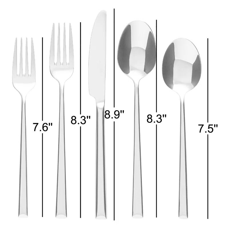 over&back Modern 18/8 Flatware Set - Service for 4 Silver