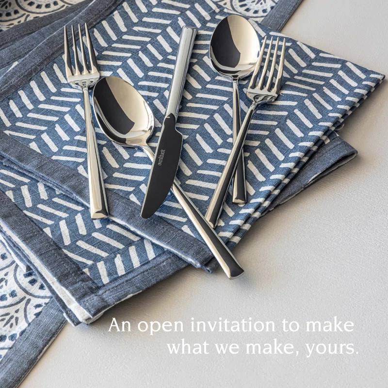 over&back Modern 18/8 Flatware Set - Service for 4 Silver