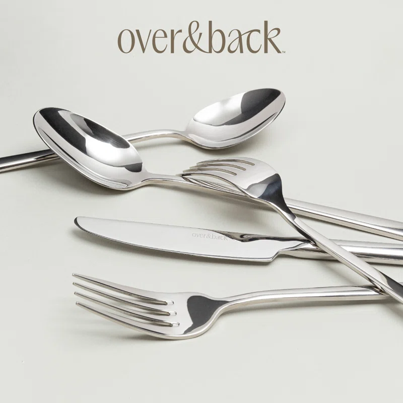 over&back Modern 18/8 Flatware Set - Service for 4 Silver