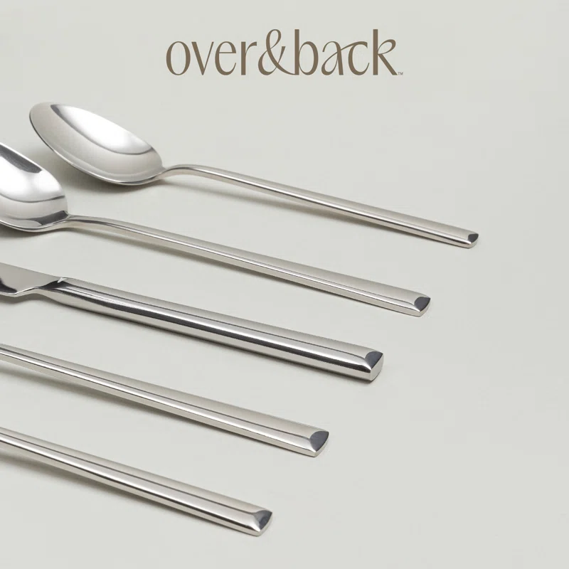 over&back Modern 18/8 Flatware Set - Service for 4 Silver
