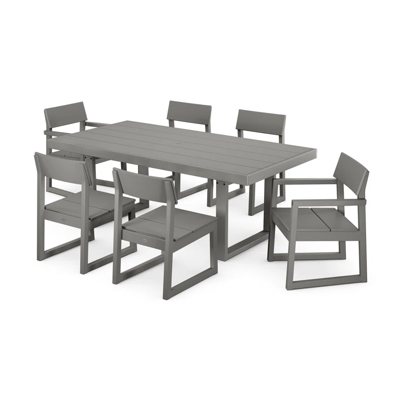 Edge Rectangular 6-Person 78'' Long Dining Set (Set of 7) Slate Gray