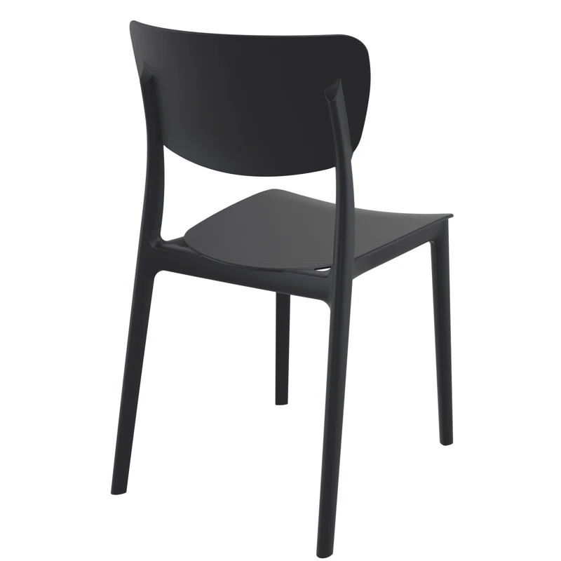 Farrah Outdoor Stacking Dining Side Chair (Set of 2) Black