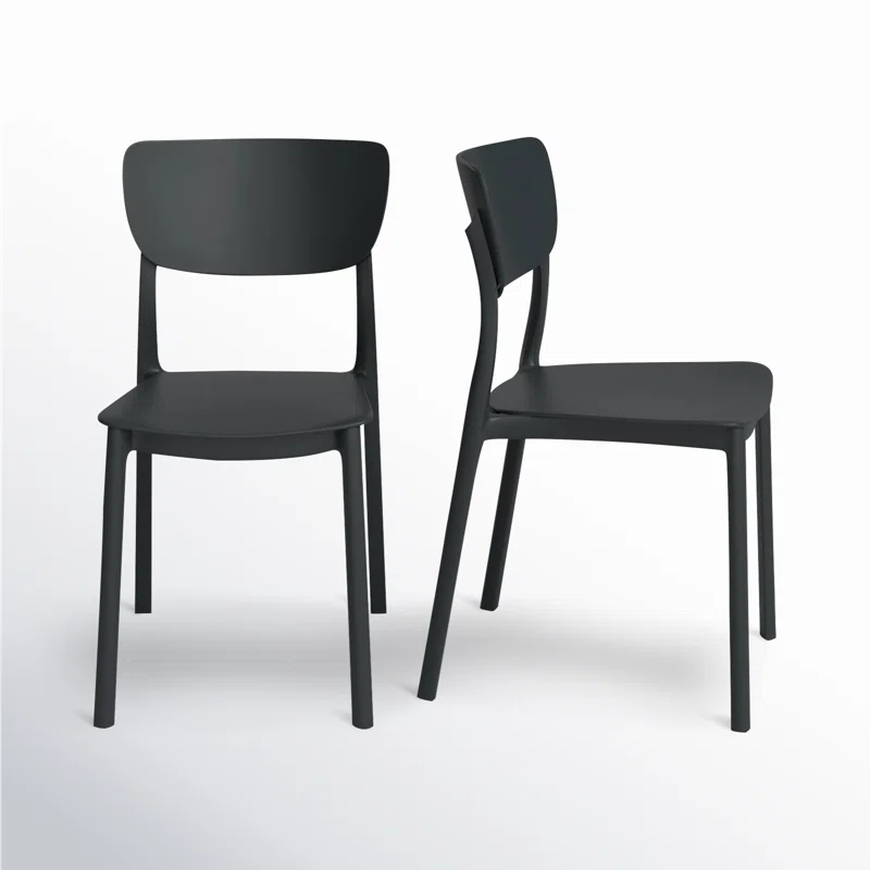 Farrah Outdoor Stacking Dining Side Chair (Set of 2) Black