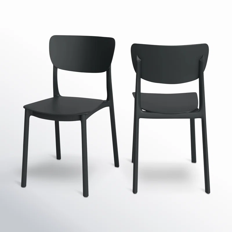 Farrah Outdoor Stacking Dining Side Chair (Set of 2) Black