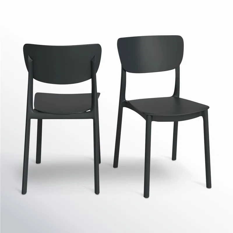 Farrah Outdoor Stacking Dining Side Chair (Set of 2) Black