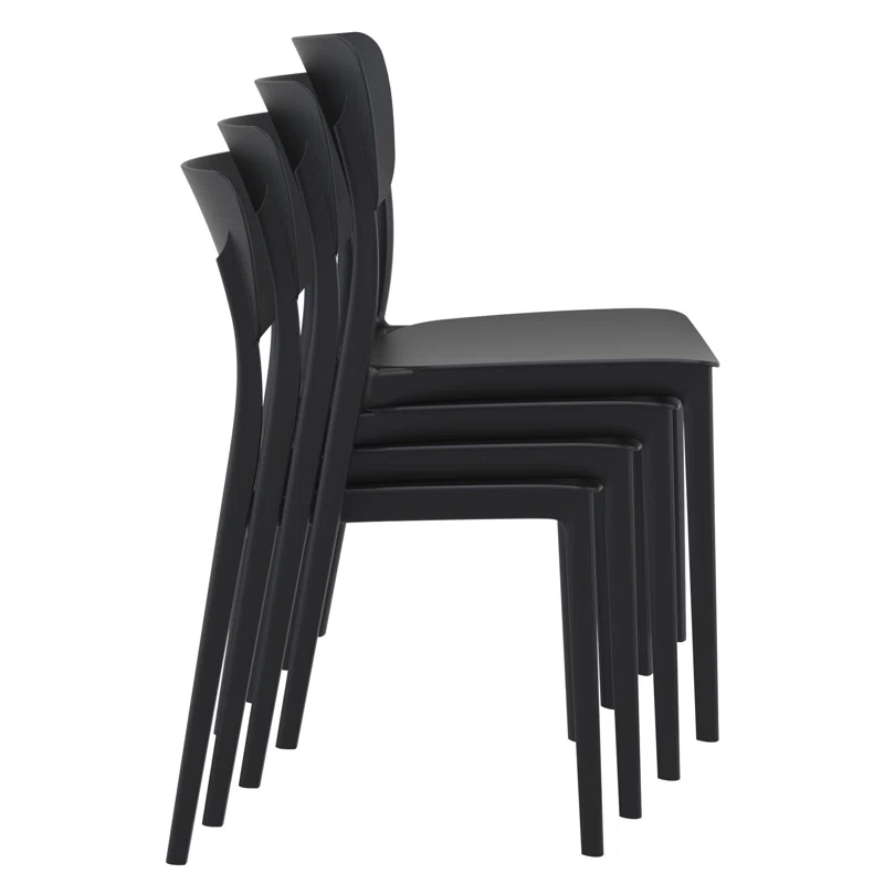Farrah Outdoor Stacking Dining Side Chair (Set of 2) Black