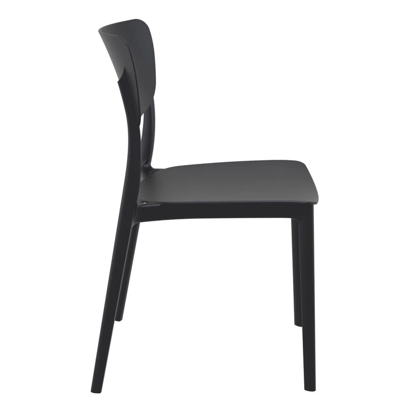 Farrah Outdoor Stacking Dining Side Chair (Set of 2) Black