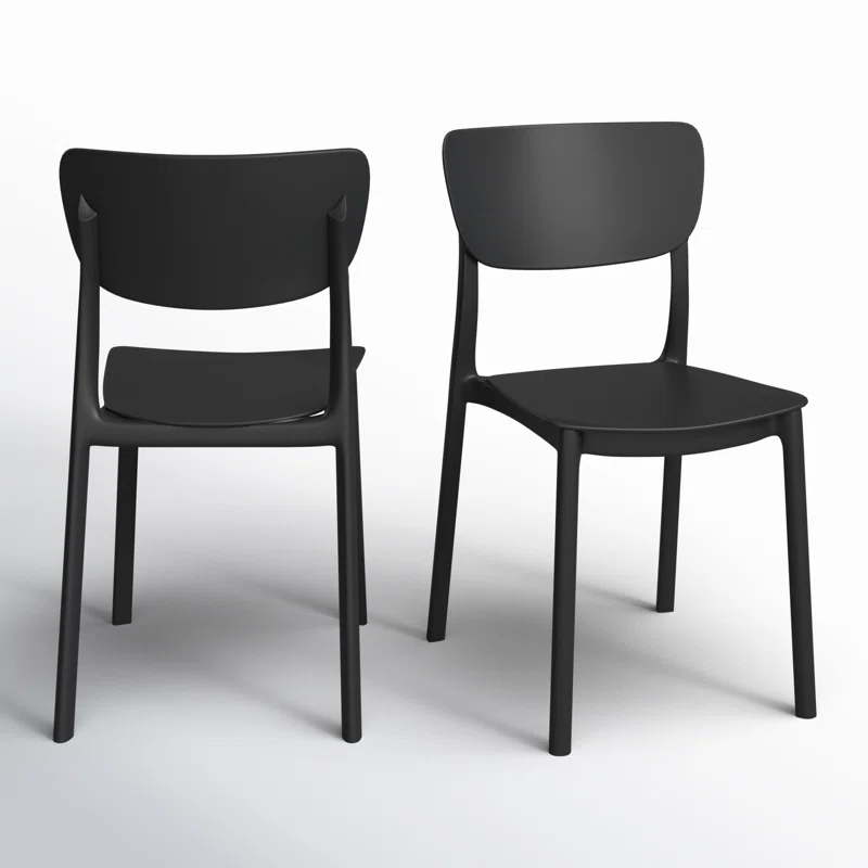 Farrah Outdoor Stacking Dining Side Chair (Set of 2) Black