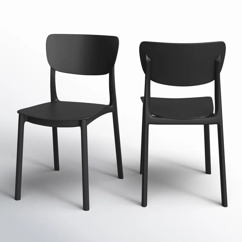Farrah Outdoor Stacking Dining Side Chair (Set of 2) Black