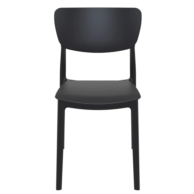 Farrah Outdoor Stacking Dining Side Chair (Set of 2) Black