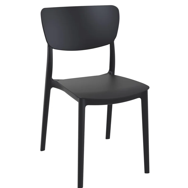 Farrah Outdoor Stacking Dining Side Chair (Set of 2) Black